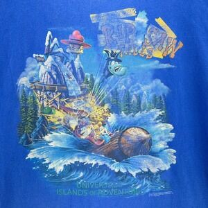 1999 Universal Studios Rip Saw Falls Dudley Do-Right Blue T-Shirt XXL VTG 90s